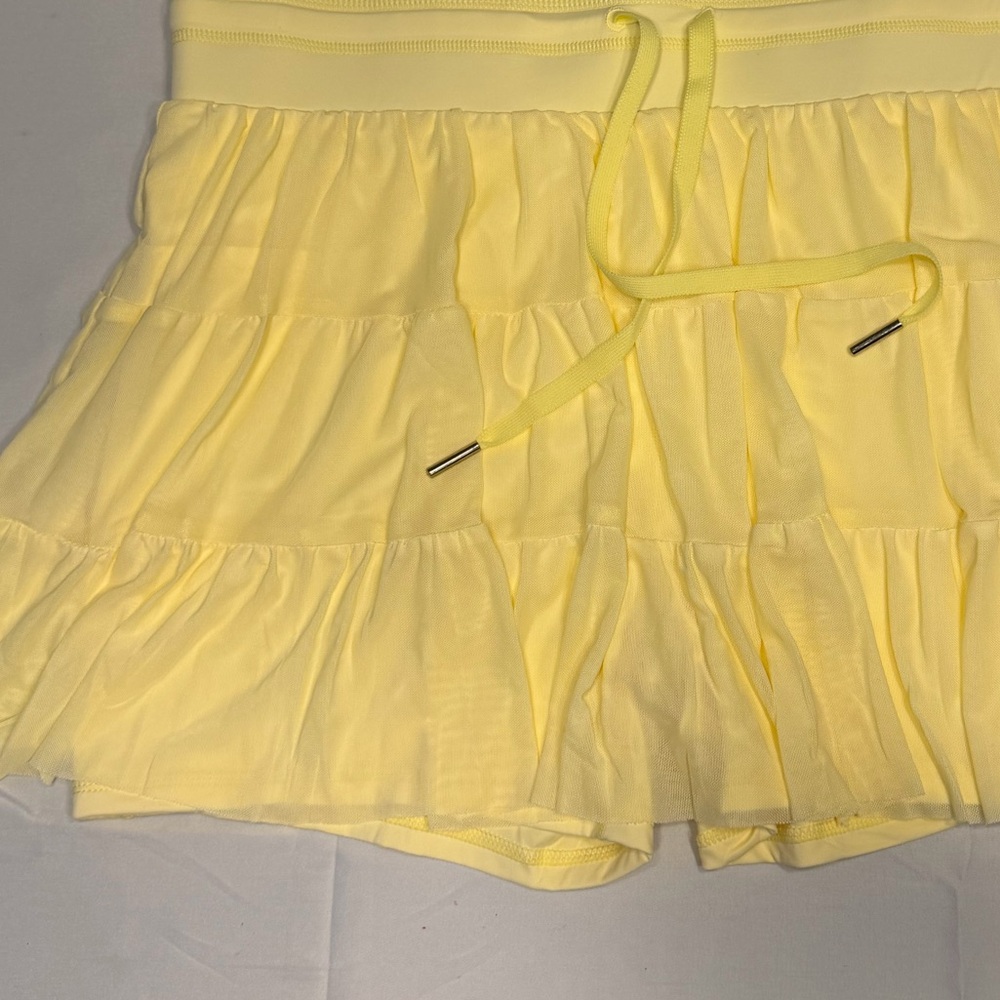 Yellow Ruffle Skort with Drawstring Waist - Picture 2 of 8